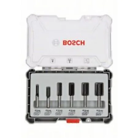 Bosch 6 Pcs Straight Router Bit Set, 8 mm