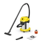 Kaercher Kaercher 17 L Stainless Steel Vacuum Cleaner WD 3 S V-17/4/20 (YSY) *EU with single-piece cartridge filter, 4 m cable, 2 m suction hose and compact storage