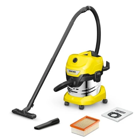 Kaercher 20 L Stainless Steel Vacuum Cleaner WD 4 S V-20/5/22 (YSY) *EU  5 m cord and a 2.2 m suction hose